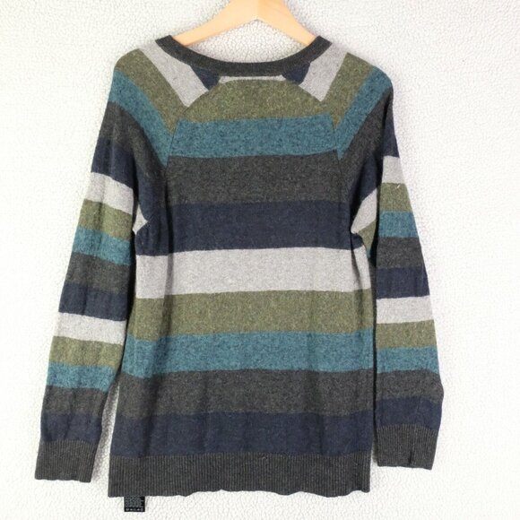 Kavu Sweater Womens Small Blue Green Striped Alpaca Merino Wool Crew Lightweight - Picture 4 of 8